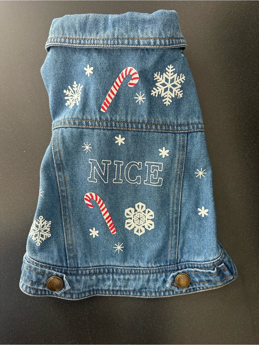 Denim Holiday 'Nice' Jacket with Candy Cane & Snowflake Prints